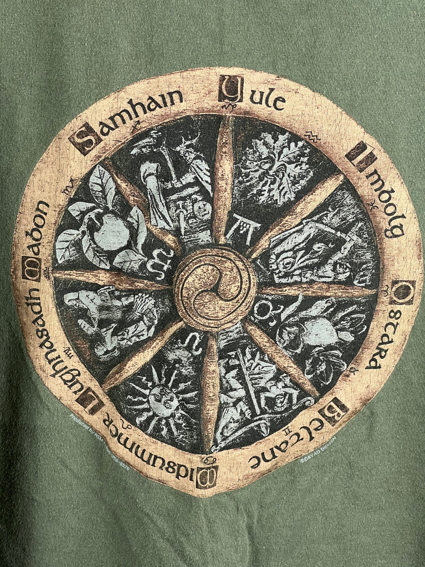 Vintage Pagen The Wheel of the Year Wiccan Calendar T-shirt Men's Size XL