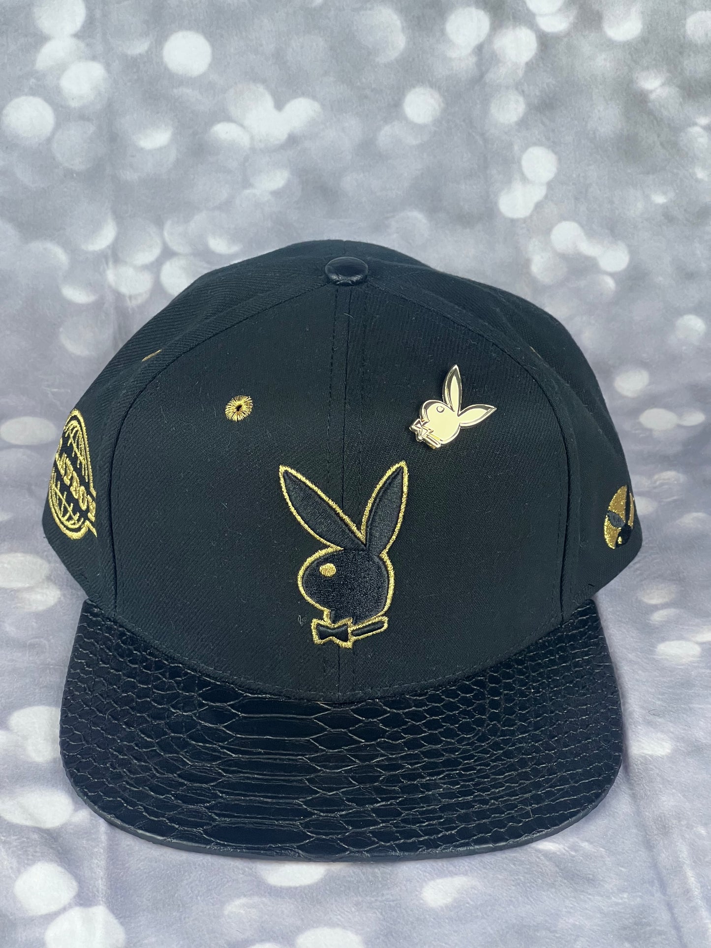Lids PLAYBOY Bunny Embroidered Adjustable Snapback Hat With Gold Pin