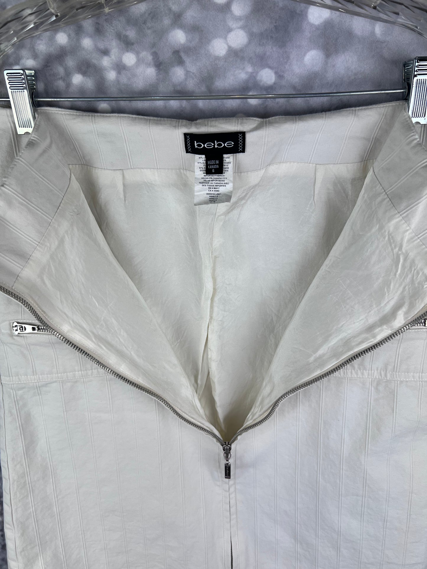 Bebe Full Front Zip Knee Length Pencil Skirt New With Tags
