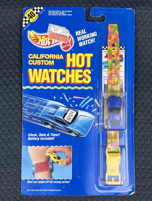Hot Wheels California Custom Car Hot Wrist Watches 1990 Rare Retro Vintage Blue