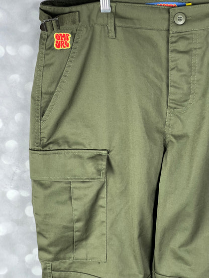 Empyre Relax Loose Fit Button Fly Cargo Skate Pants Olive Green Size 28