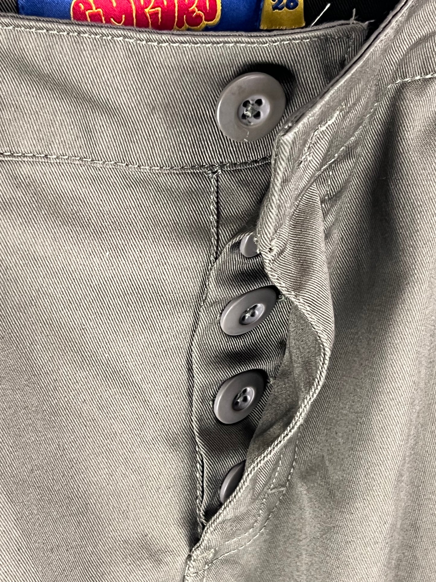 Empyre Relax Loose Fit Button Fly Cargo Skate Pants Olive Green Size 28