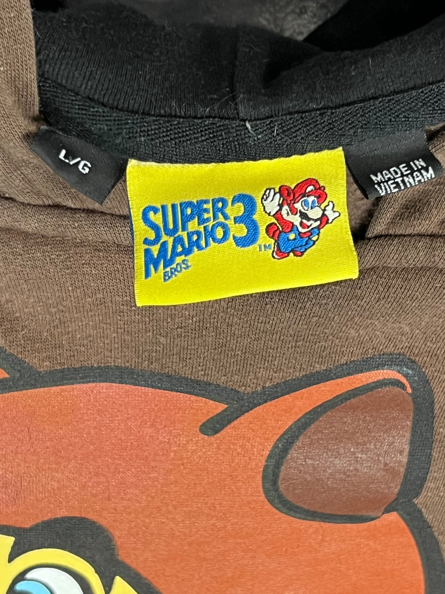 Nintendo Super Mario Bros. 3 Tanooki  Y2K Era Hoodie with Ears Men’s Size Large