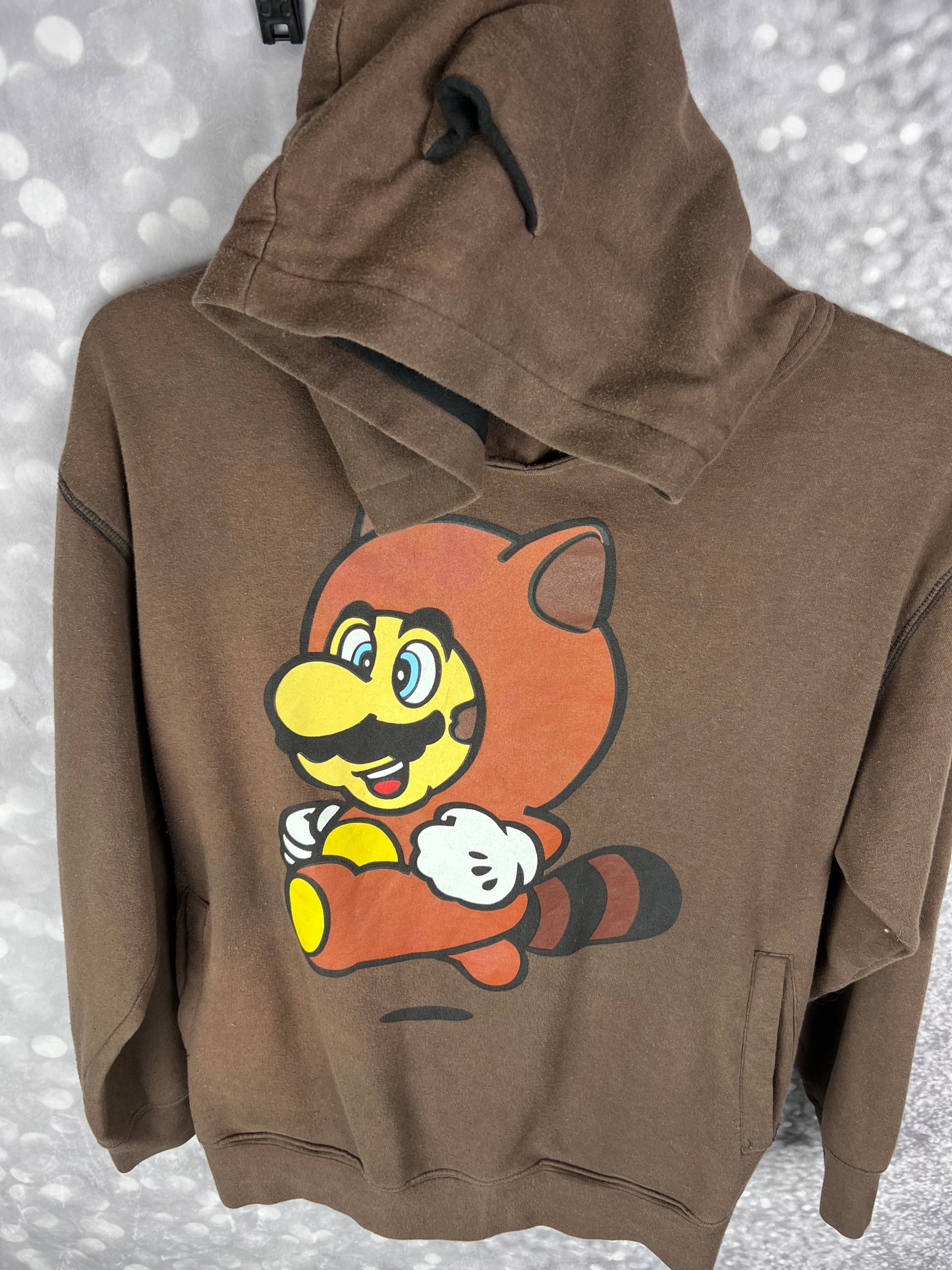 Nintendo Super Mario Bros. 3 Tanooki  Y2K Era Hoodie with Ears Men’s Size Large