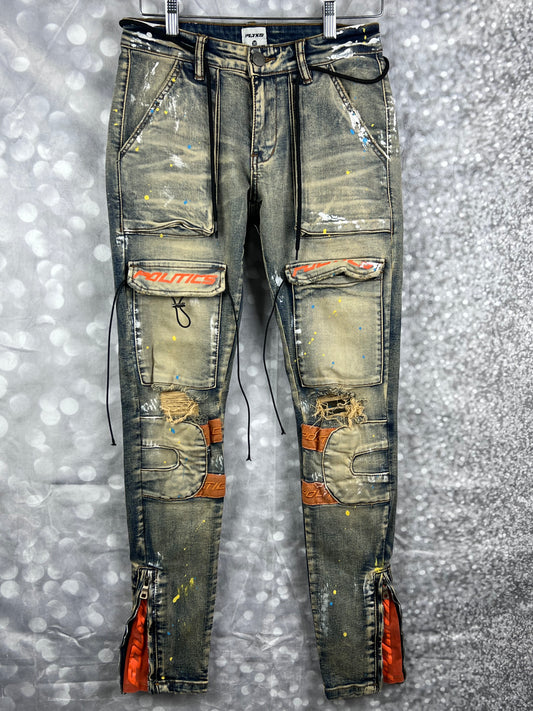 POLITICS Cargo Zip Streetwear Men’s Jeans Size W30