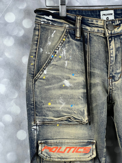 POLITICS Cargo Zip Streetwear Men’s Jeans Size W30