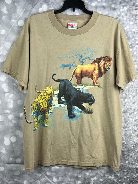 Vintage Wild Gear Lion Safari T-Shirt Men's Large