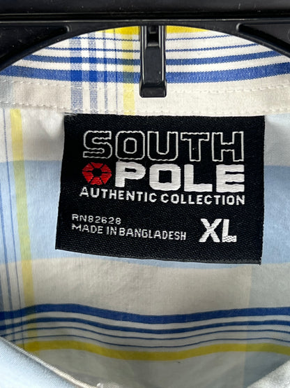 South Pole Authentic Collection Blue Plaid Men’s XL Button Down Shirt