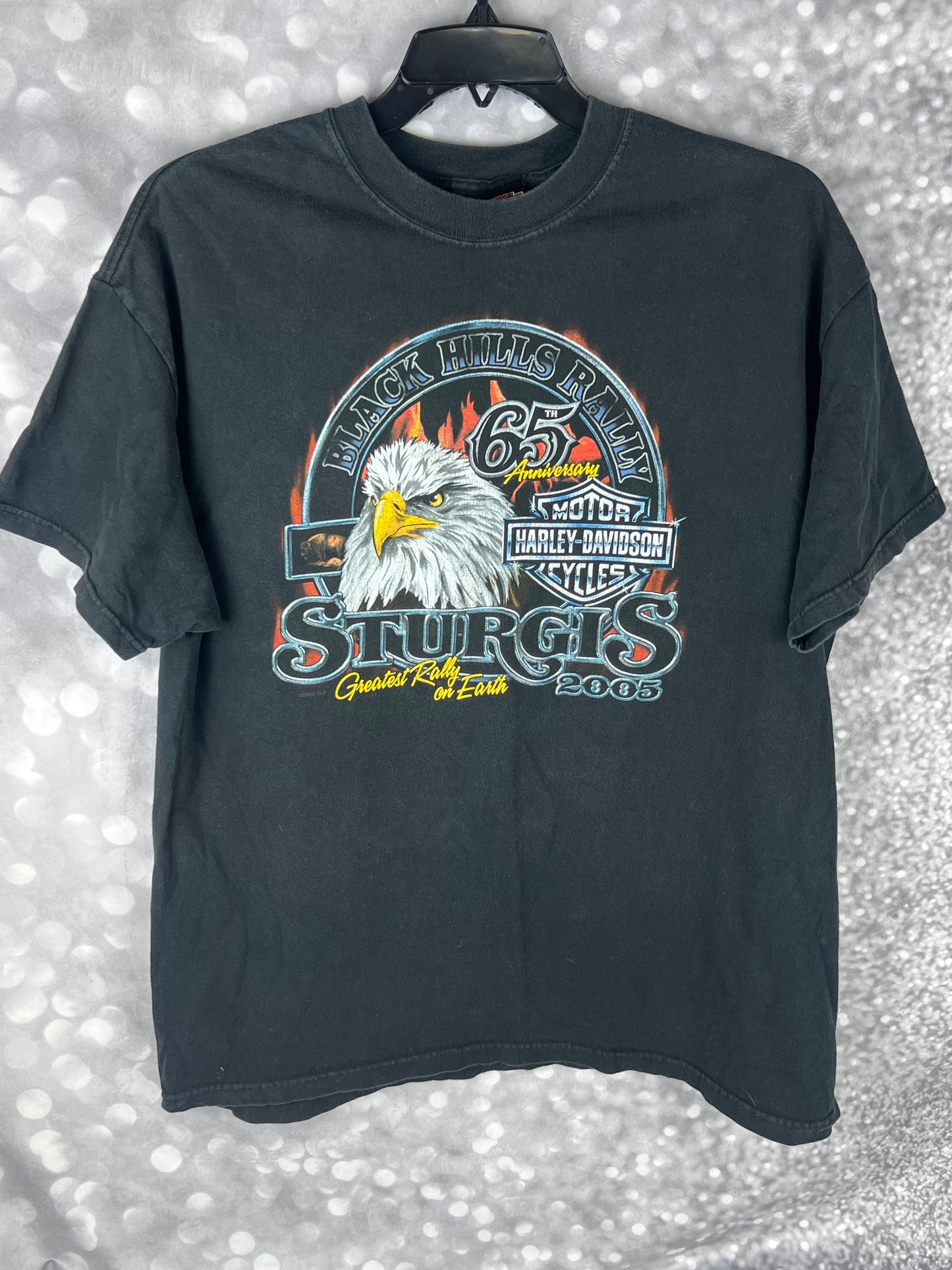 Vintage Made in USA Harley Davidson Sturgis 2005 Black Hills Rally 65th Anniversary T-shirt Men's Size XL