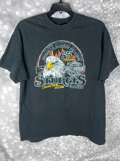 Vintage Made in USA Harley Davidson Sturgis 2005 Black Hills Rally 65th Anniversary T-shirt Men's Size XL