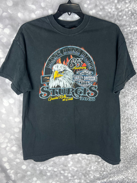 Vintage Made in USA Harley Davidson Sturgis 2005 Black Hills Rally 65th Anniversary T-shirt Men's Size XL