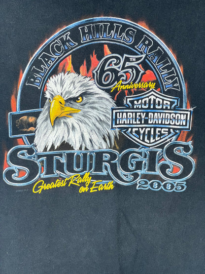 Vintage Made in USA Harley Davidson Sturgis 2005 Black Hills Rally 65th Anniversary T-shirt Men's Size XL