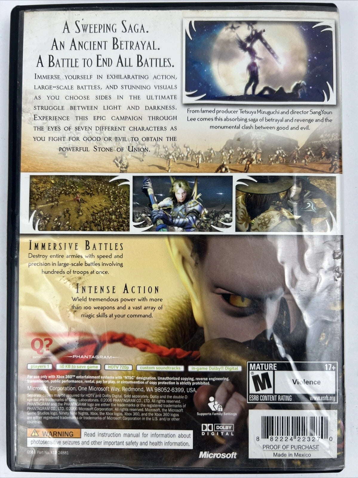 Xbox 360 N3 Ninety-Nine Nights Game and Original Case - No manual